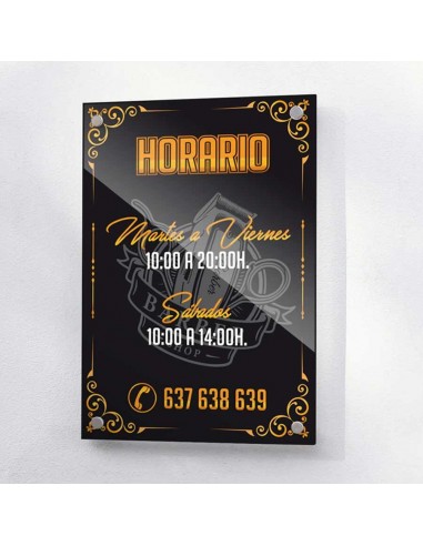 Placa metacrilato horario