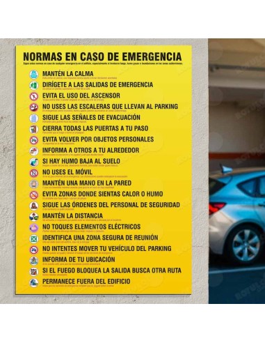 Cartel emergencia Paking